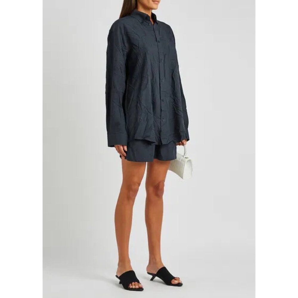 Balenciaga wardrobe logo jacquard print oversized shirt